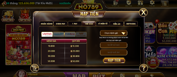 Nạp tiền thẻ cào điện thoại No789 nhiều ưu đãi hấp dẫn