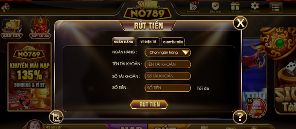 Rút tiền qua ATM No789 đơn giản, nhanh chóng